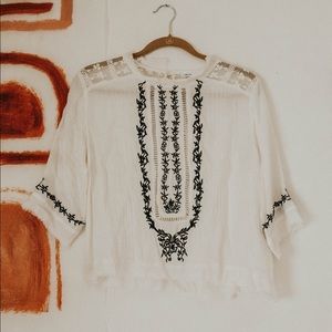 Lacey embroidered white top